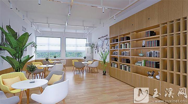 學院全新打造的閱讀休閑區(qū)。
