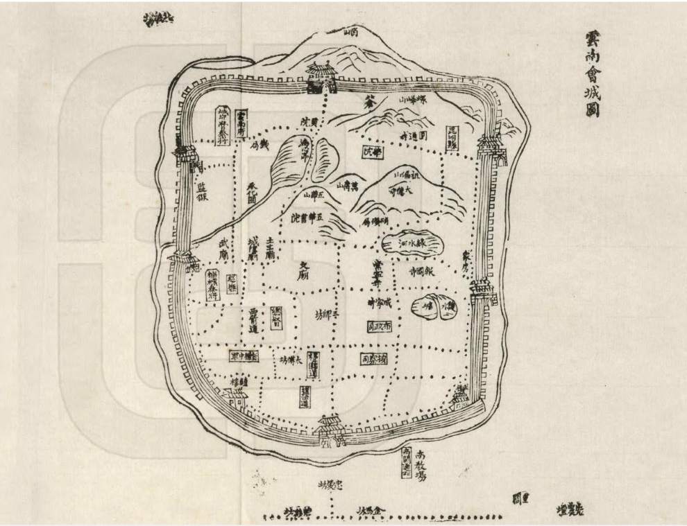 清代光緒年間老昆明城布局圖。（資料圖）
